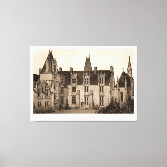 Toile Beau Château français à Sepia Tones (Recto)