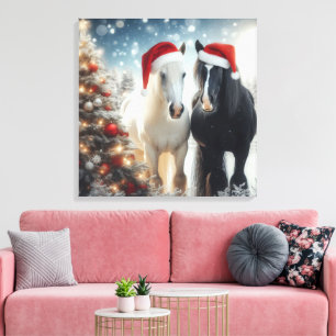 Toile Beau Cheval Blanc et Noir