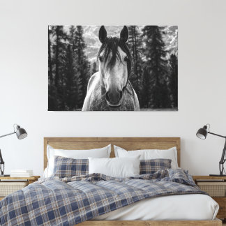 Toile Beau Cheval Spirité Sauvage Noir et Blanc