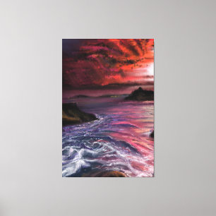 Toile Beau coucher de soleil sur la mer - peinture origi