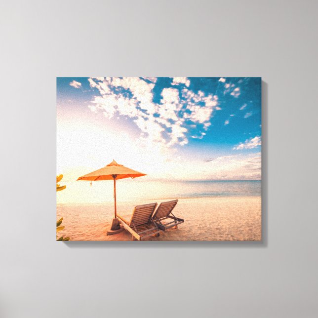 Toile Beau coucher de soleil sur la plage des Maldives (Recto)