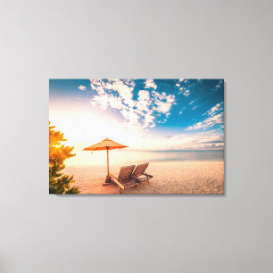Toile Beau coucher du soleil de plage des Maldives