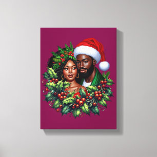 Toile Beau couple noir Holly noël art de la couronne