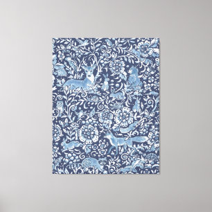 Toile Beau Grand Bleu Blanc Bois Motif animal