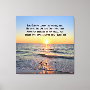 TOILE BEAU JOHN 3:16 IMPRIMER CANVAS DE LEVER DU LEVER