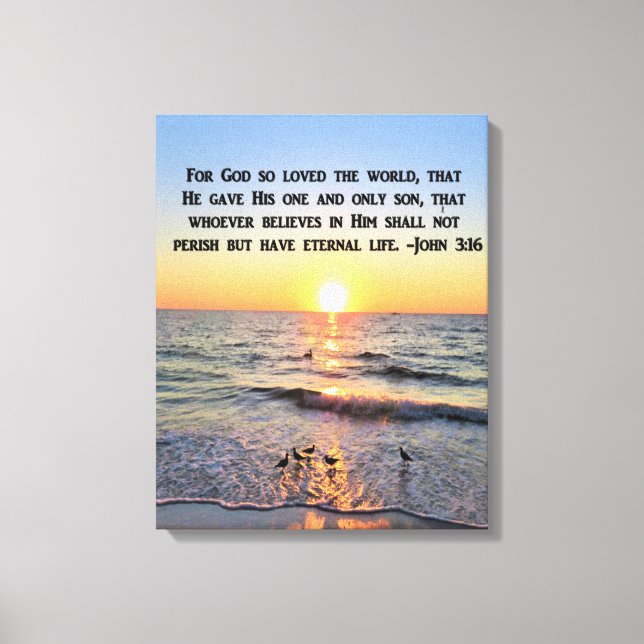 TOILE BEAU JOHN 3:16 IMPRIMER CANVAS DE LEVER DU LEVER (Recto)