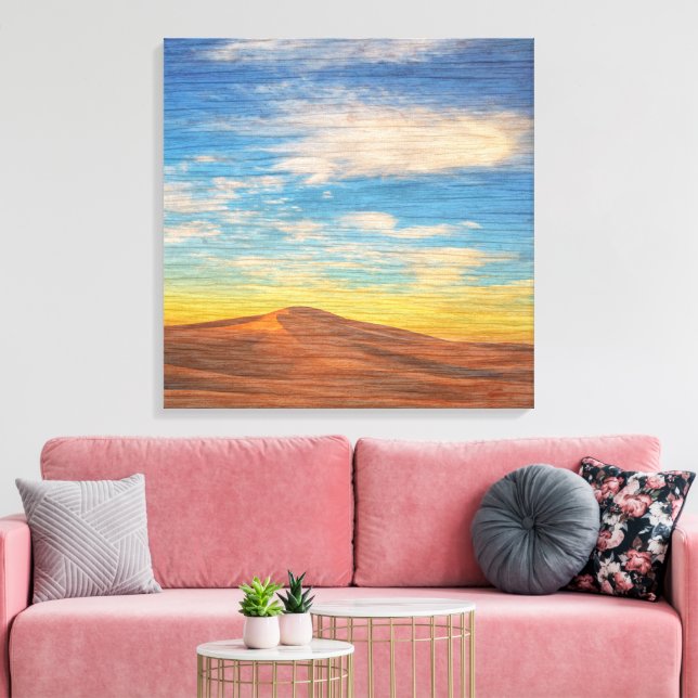Toile Beau Lever de Soleil sur Dunes de Sable sur Bois (Insitu(Salon))