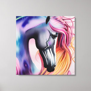 Toile Beau Pastel Unicorn Horse Triptych