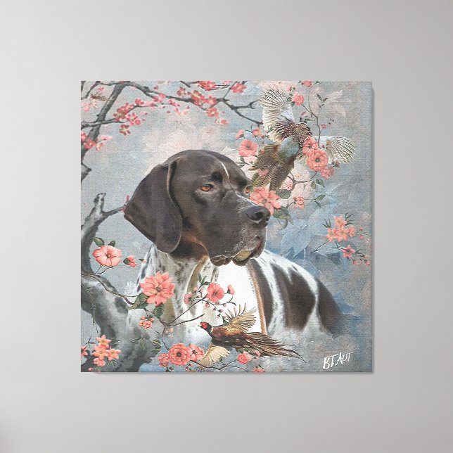 Toile Beau pointeur avec faisans (Recto)
