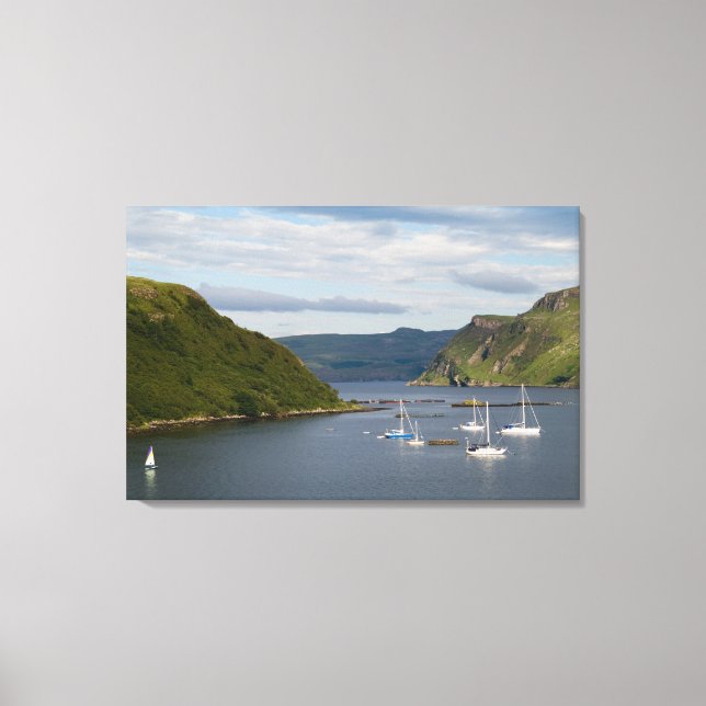 Toile Beau port et voiliers avec reflets dans (Recto)