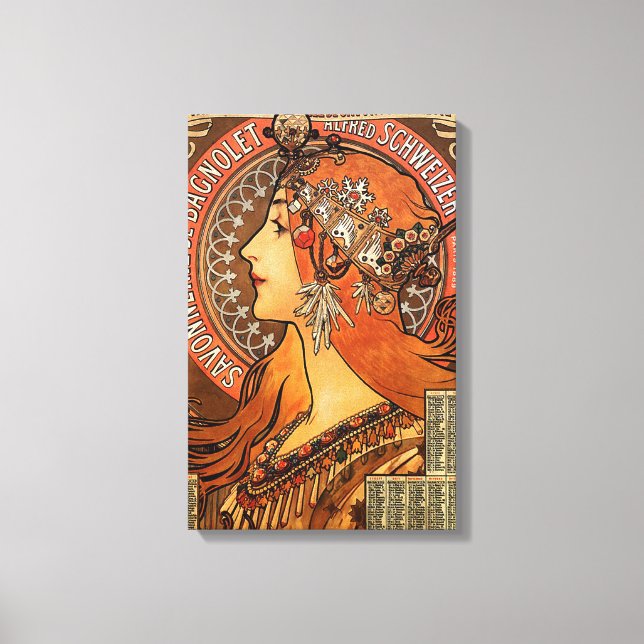 Toile Beau profil femme - Mucha (Recto)