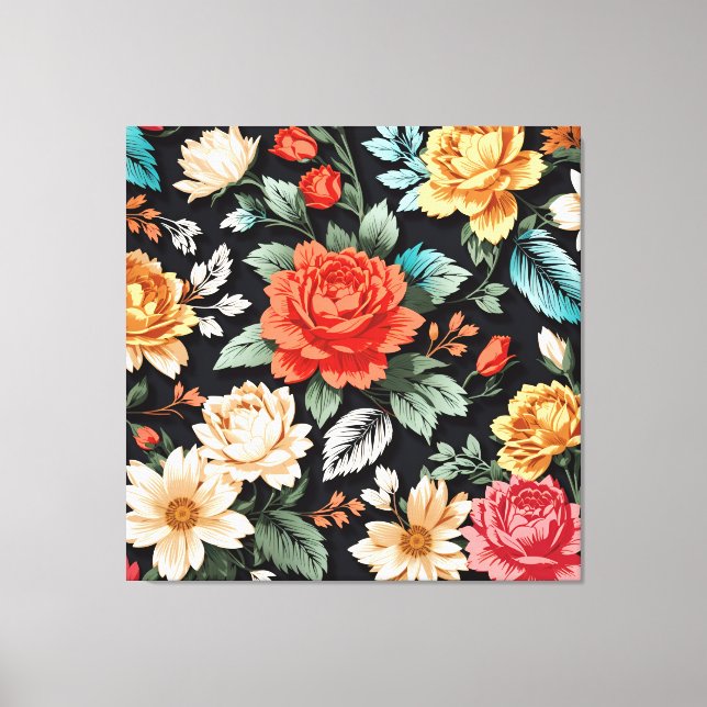 Toile Beau Rose avec art Arrière - plan noir (Recto)