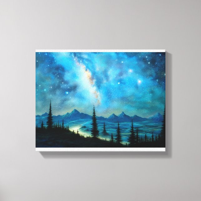 Toile Beau Starry Night Surreal Mountain Paysage (Recto)