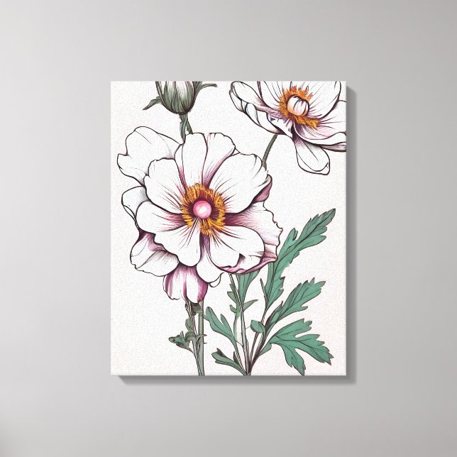 Toile Beauté délicate : Fleurs blanches sur rose (Recto)