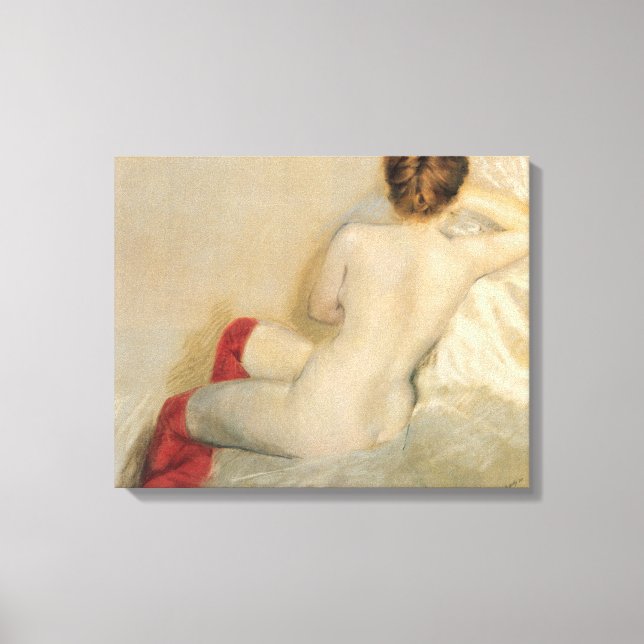 Toile Beauté féminine élégante avec des Bas rouges (Recto)