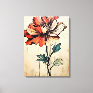 Toile Beauté florissante : une fleur rouge et blanche