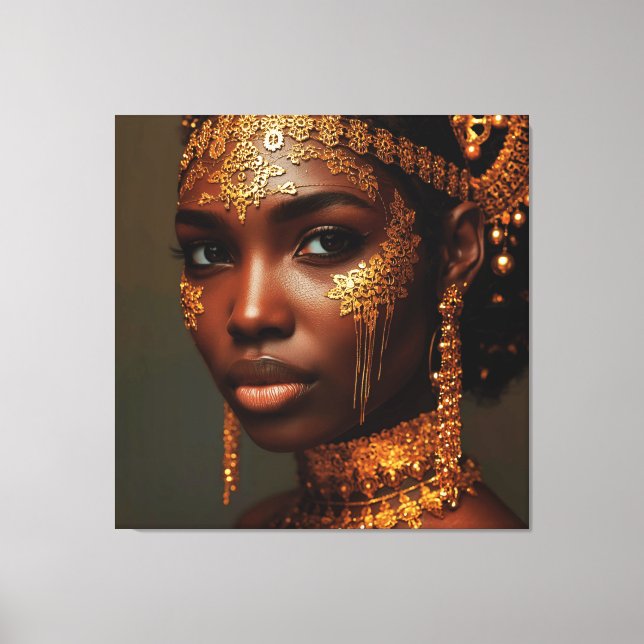 Toile Beautiful Nubian Goddess in Gold (Recto)