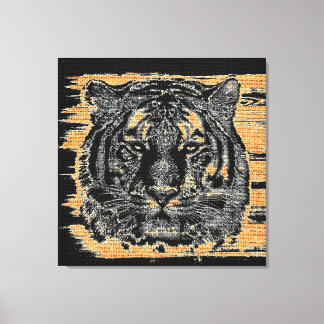 Toile Beaux-arts de tigre sur Burlap Jut rustique #3