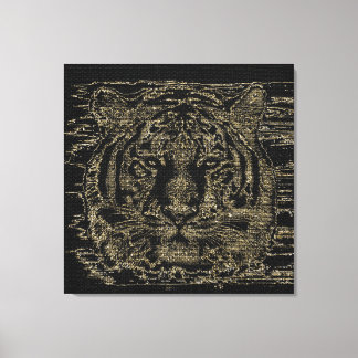 Toile Beaux-arts de tigre sur Burlap Jut rustique #4