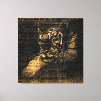Toile Beaux-arts de tigre sur Burlap Jut rustique #5