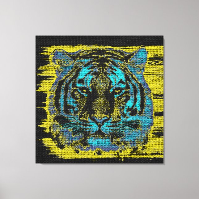 Toile Beaux-Arts de Tigre sur Burlap Rustic Jute #2 (Recto)