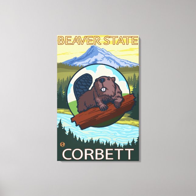 Toile Beaver & Mt Hood - Corbett, Oregon (Recto)