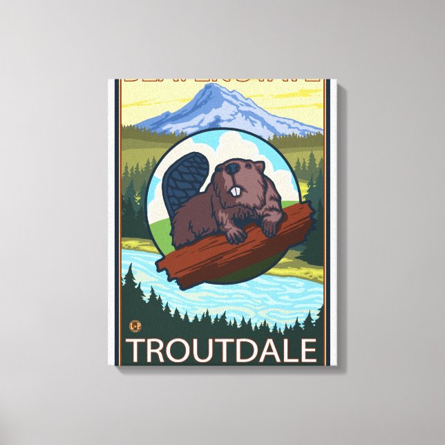 Toile Beaver & Mt Hood - Troutdale, Oregon (Recto)