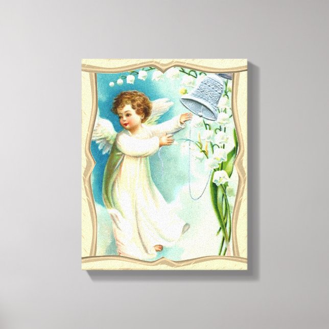 Toile Bébé Ange Avec Cloche Bleue (Recto)