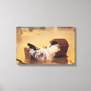 Toile Bébé dans un lit bébé pendant une inondation (par