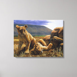 Toile Bébé mignon Lion Africain Cubs