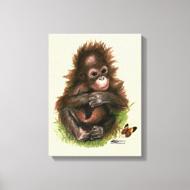 Toile Bébé orang-outan et papillon (Recto)