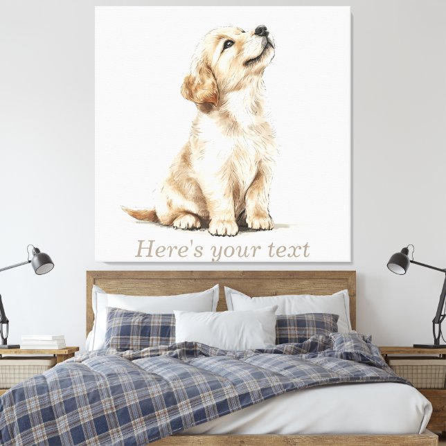 Toile Bébé Retriever doré beige personnalisé (Insitu(Chambre))