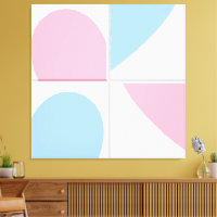 Bébé rose et bleu minimaliste Coeur Abstrait Art