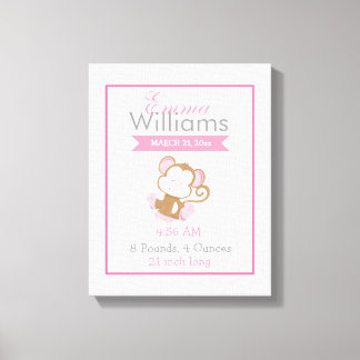 Toile Bébé Safari rose dormant Singe Nourriture Art Cade