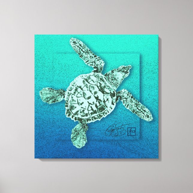 Toile Bébé Tortue verte en vert (Recto)