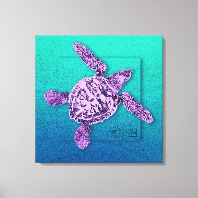 Toile Bébé Tortue verte en Violet (Recto)