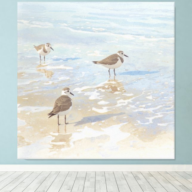 Toile Bécasseaux de l'art côtier sur la plage  (Insitu (Plancher de Bois))
