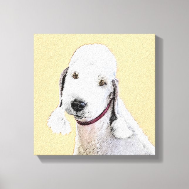 Toile Bedlington Terrier Peinture - Art Chien original (Recto)