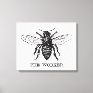 Toile Bee Worker Honey Black Bumblebee