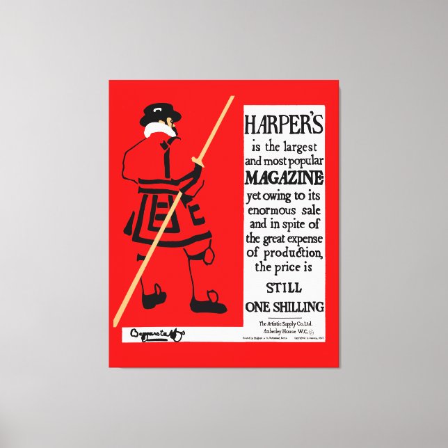 Toile Beefeater, magazine du poster vintage Harper (Recto)