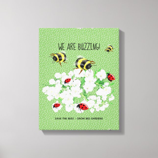 Toile BEES et LadyBugs - Art de LeahG Sauvez les abeille (Recto)
