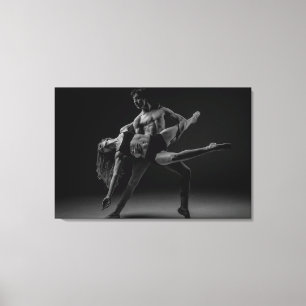Toile Bel art noir et blanc de mur de couples de ballet