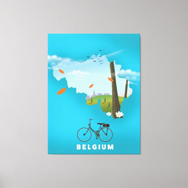 Toile Belgique Carte carte affiche voyage. (Recto)
