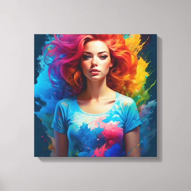 Toile Belle Ai Art femme colorée (Recto)