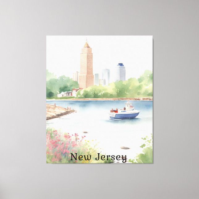 Toile Belle aquarelle du New Jersey (Recto)