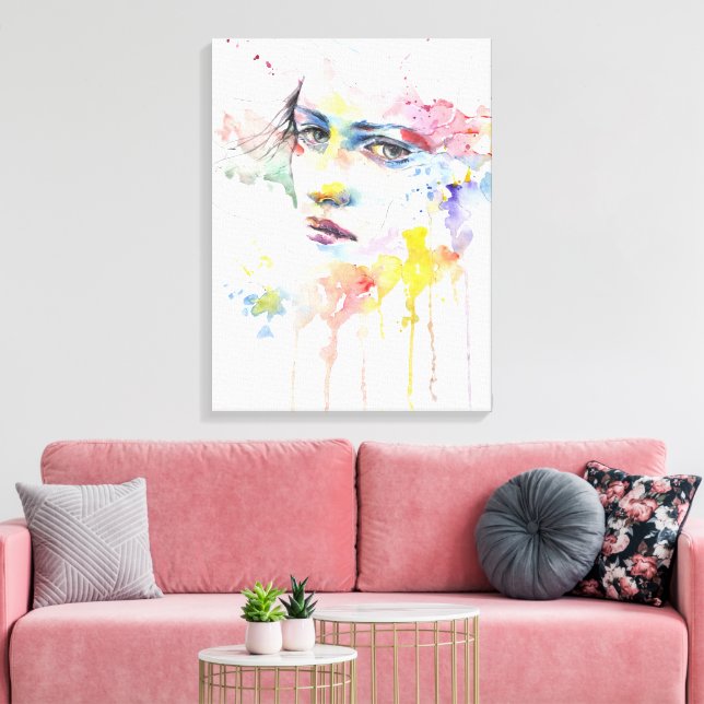Toile Belle aquarelle Peinture d'une femme sur (Insitu(Salon))