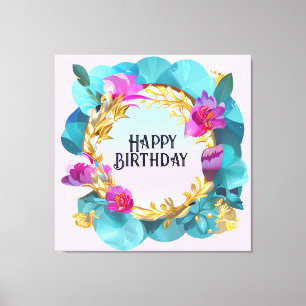 Toile Belle couronne florale d'anniversaire