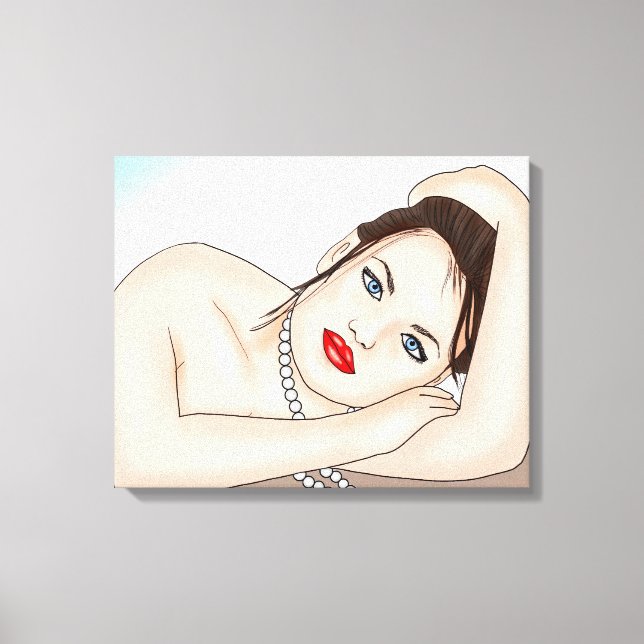 Toile Belle dame en perles aux yeux bleus (Recto)