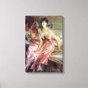Toile Belle dame en robe rose (Giovanni Boldini)