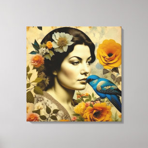 Toile Belle femme Vintage en fleurs
